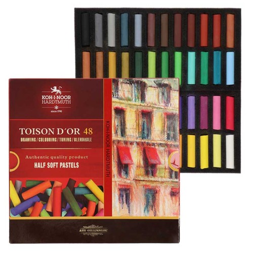 Koh-I-Noor Toison D'Or - 48 Pastelli A Gessetto Super Morbidi, Altamente Pigmentati, Qualità Professionale