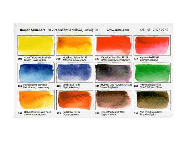 Zestaw akwareli Aquarius Artur Przybysz w kostkach 12 szt 03