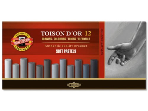 Pastele suche TOISON D'OR Koh-I-Noor 12 szt - odcienie szarości 