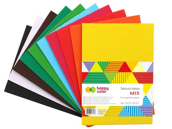 Tektura falista Happy Color A4 10 arkuszy - MIX kolorów