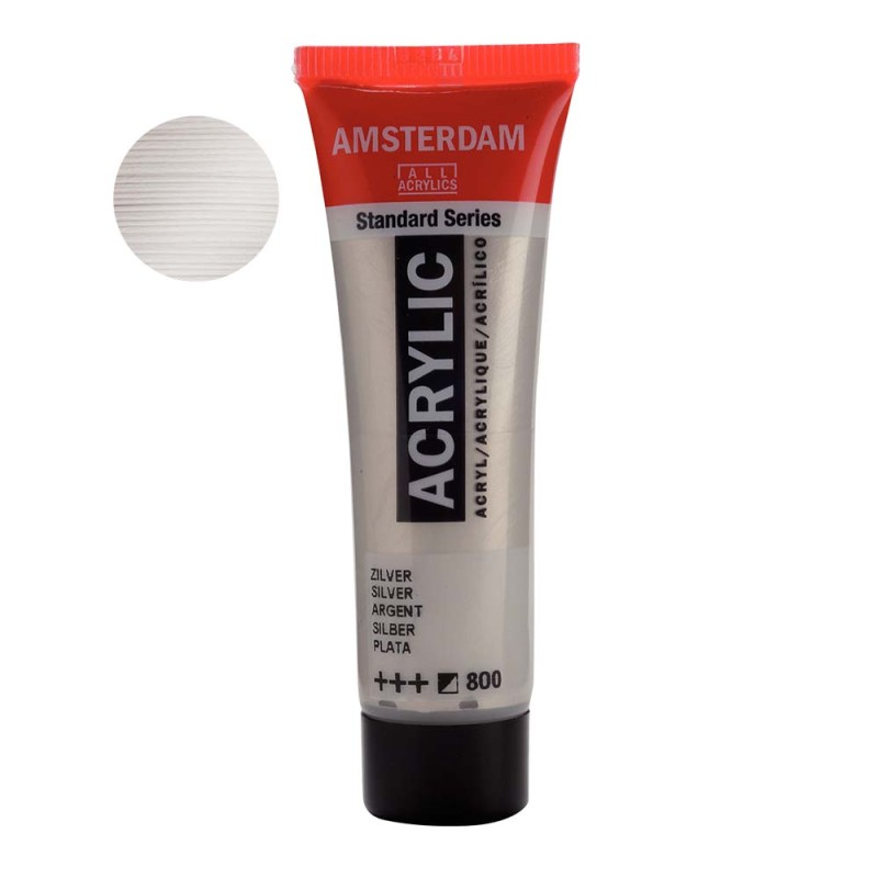 Farba akrylowa Amsterdam Acrylic 20 ml - 800 Silver metallic