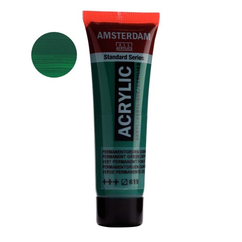 Farba akrylowa Amsterdam Acrylic 20 ml - 619 Permanent green deep