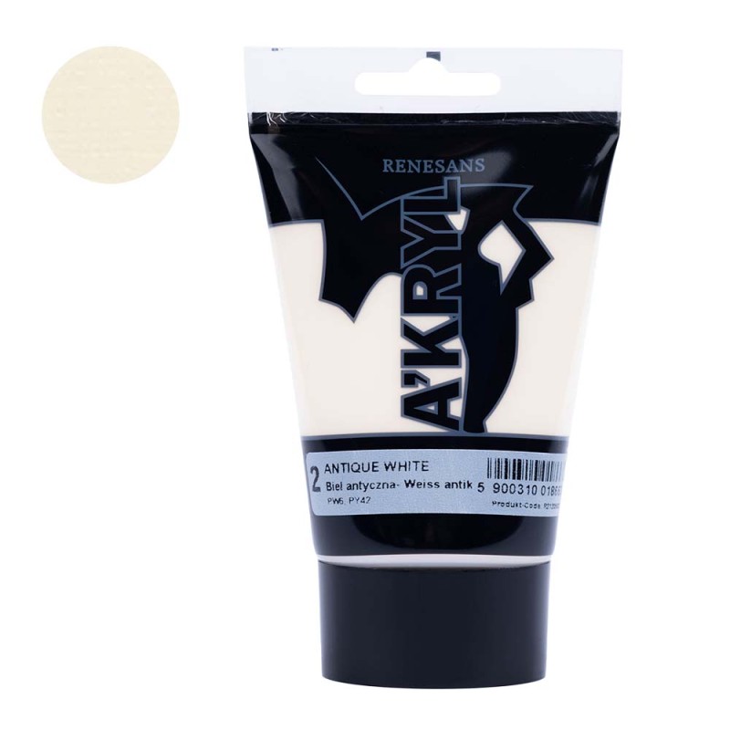Farba akrylowa Renesans A'kryl 100 ml - 02 Biel Antyczna