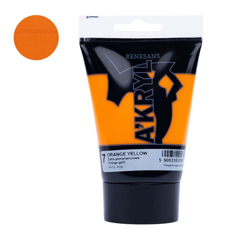 Farba akrylowa Renesans A'kryl 100 ml - 07 Żółta Pomarańczowa