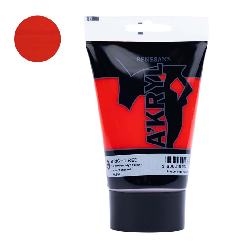 Farba akrylowa Renesans A'kryl 100 ml - 09 Czerwień Błyszcząca
