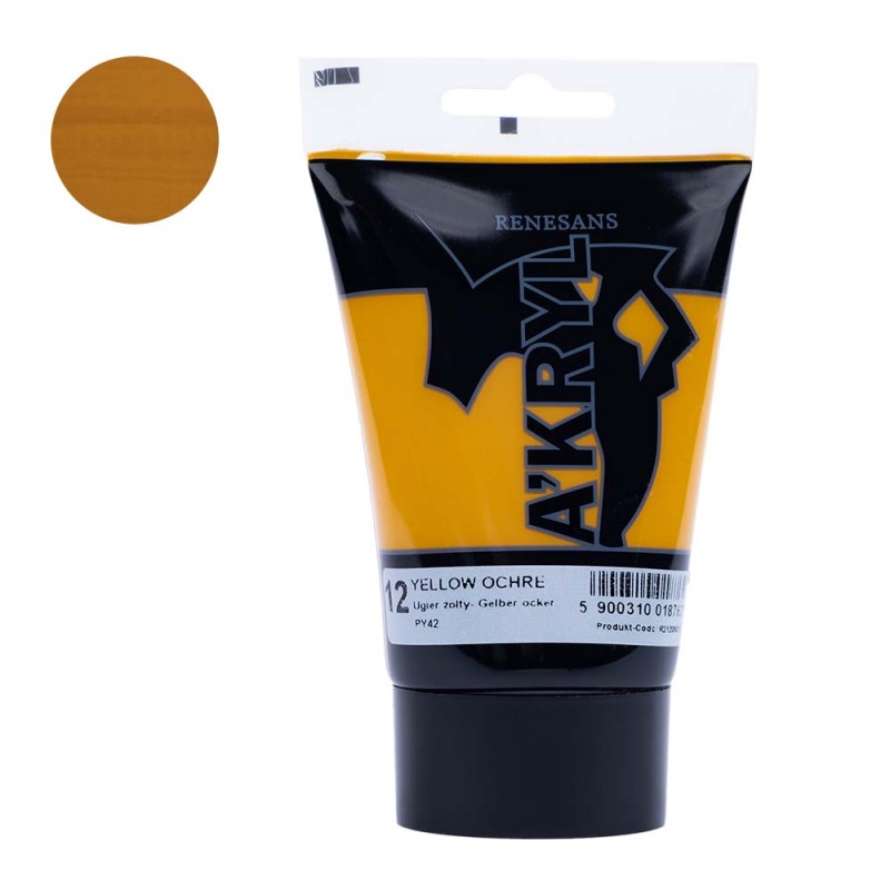 Farba akrylowa Renesans A'kryl 100 ml - 12 Ochra Żółta