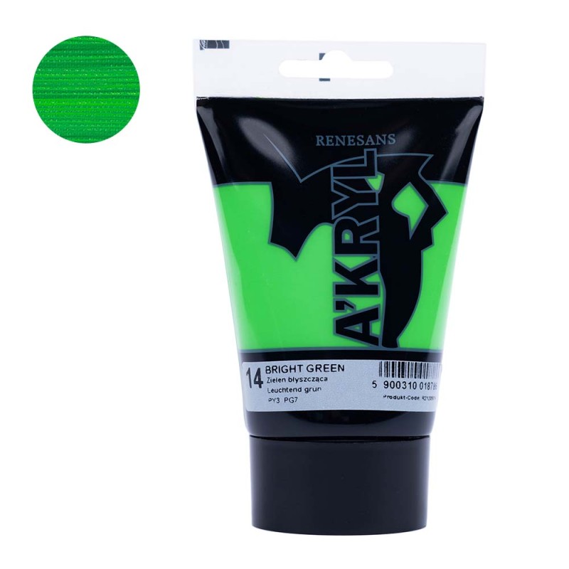 Farba akrylowa Renesans A'kryl 100 ml - 14 Zieleń Błyszcząca