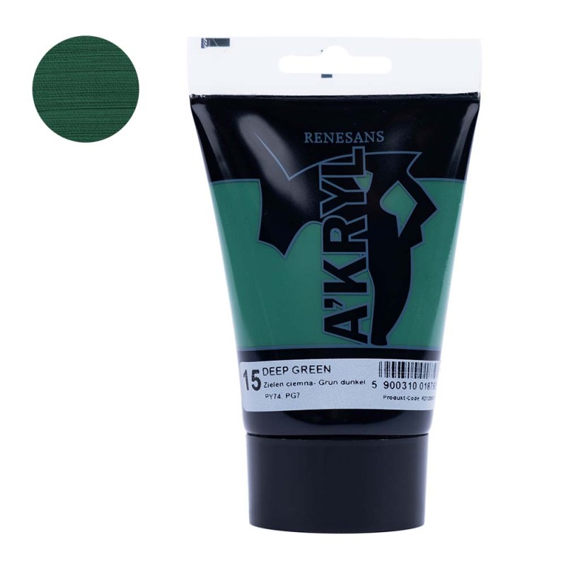 Farba akrylowa Renesans A'kryl 100 ml - 15 Zieleń Ciemna