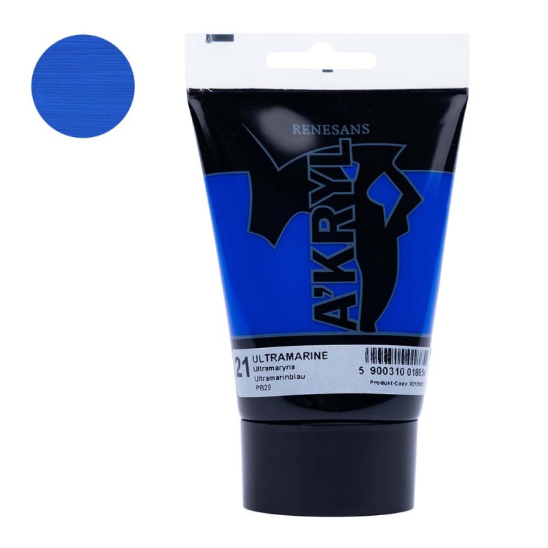 Farba akrylowa Renesans A'kryl 100 ml - 21 Ultramaryna