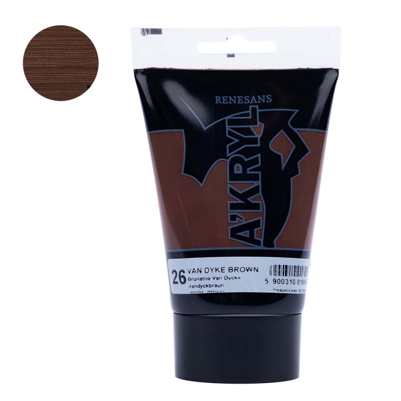 Farba akrylowa Renesans A'kryl 100 ml - 26 Brunatna Van Dycka