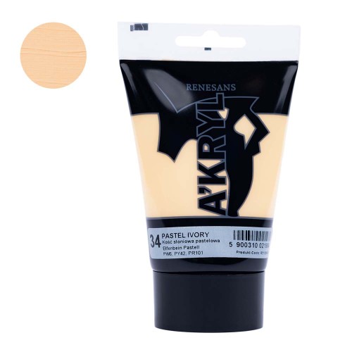 Farba akrylowa Renesans A'kryl 100 ml - 34 Kość słoniowa pastelowa