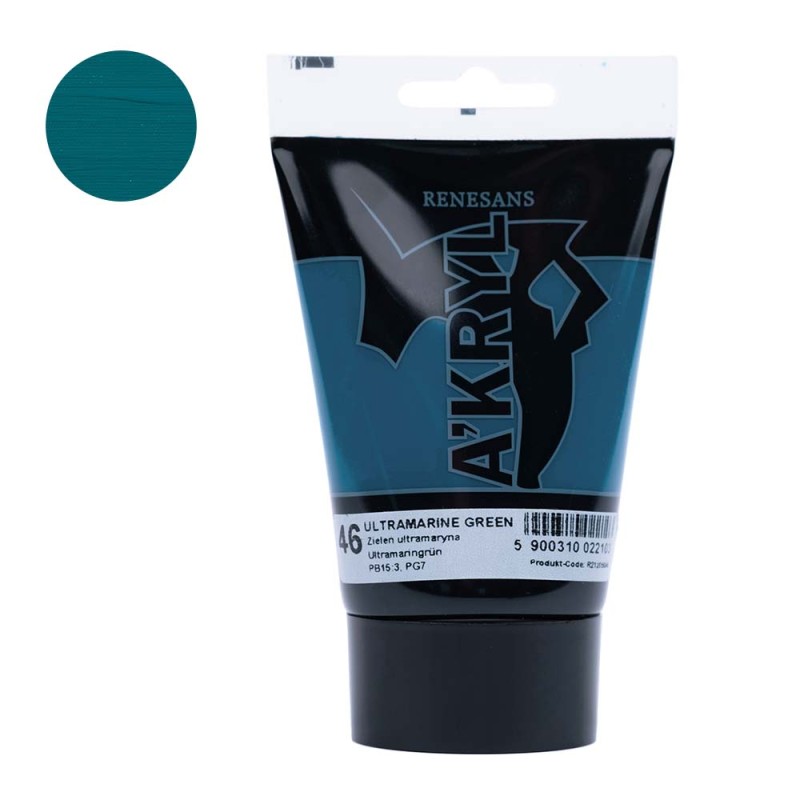 Farba akrylowa Renesans A'kryl 100 ml - 46 Zieleń ultramaryna