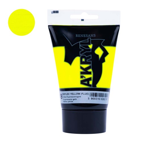 Farba akrylowa Renesans A'kryl 100 ml - 49  Żółta fluorescencyjna