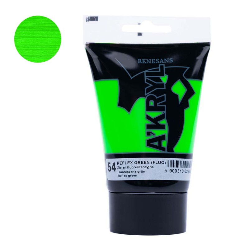 Farba akrylowa Renesans A'kryl 100 ml - 54 Zieleń fluorescencyjna