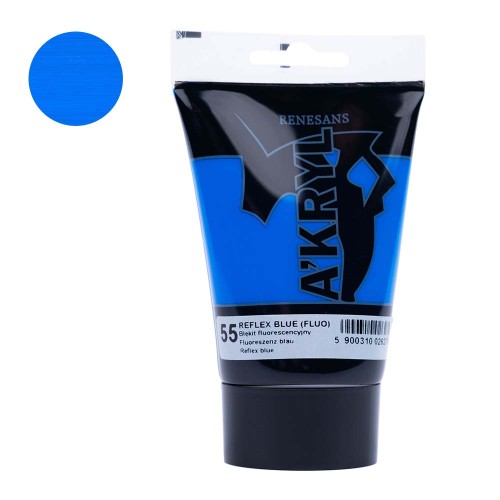 Farba akrylowa Renesans A'kryl 100 ml - 55 Błękit fluorescencyjny