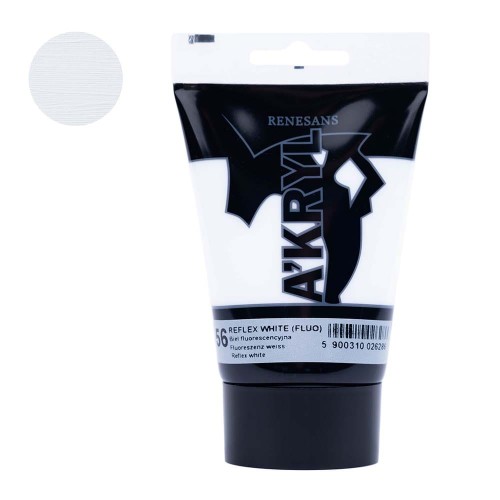 Farba akrylowa Renesans A'kryl 100 ml - 56 Biel fluorescencyjna