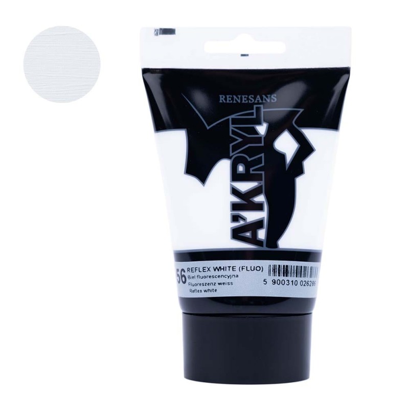 Farba akrylowa Renesans A'kryl 100 ml - 56 Biel fluorescencyjna