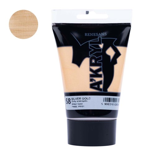 Farba akrylowa Renesans A'kryl 100 ml - 58 Złoty srebrzysty
