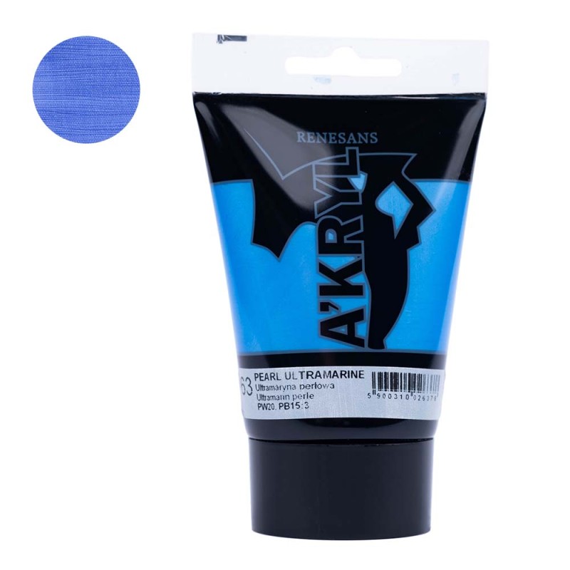 Farba akrylowa Renesans A'kryl 100 ml - 63 Ultramaryna perłowa