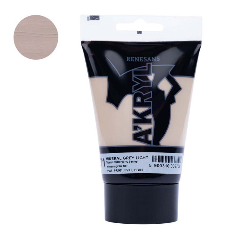 Farba akrylowa Renesans A'kryl 100 ml - 71 Szary mineralny jasny