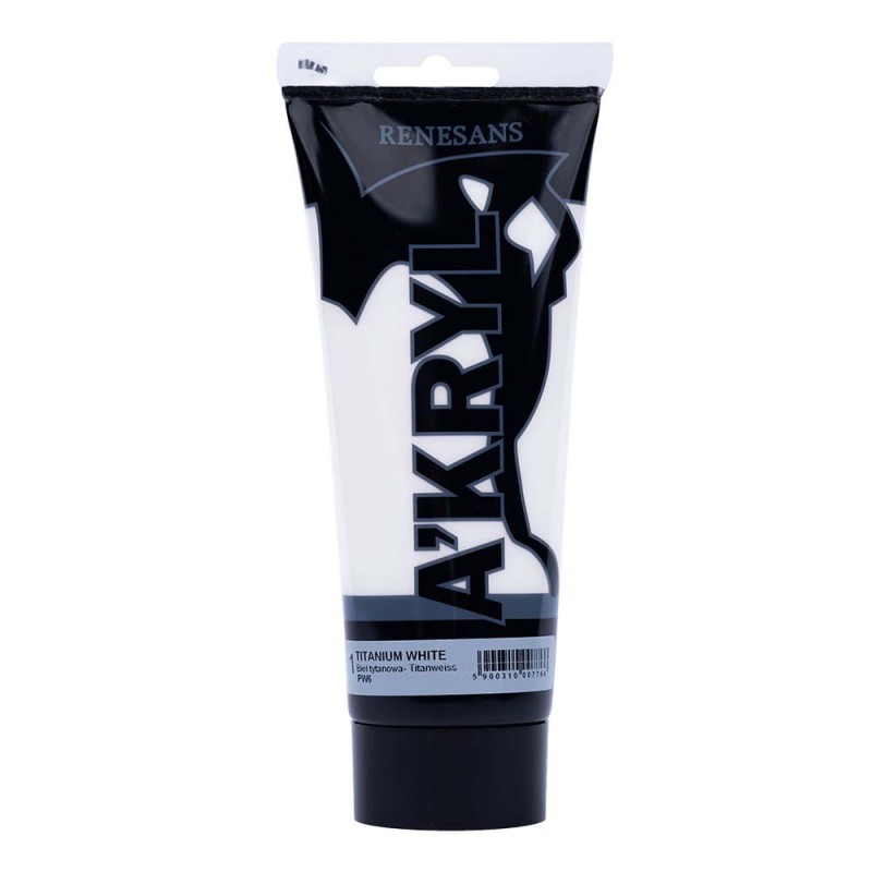 Farba akrylowa Renesans A'kryl 200ml - 01 Biel Tytanowa
