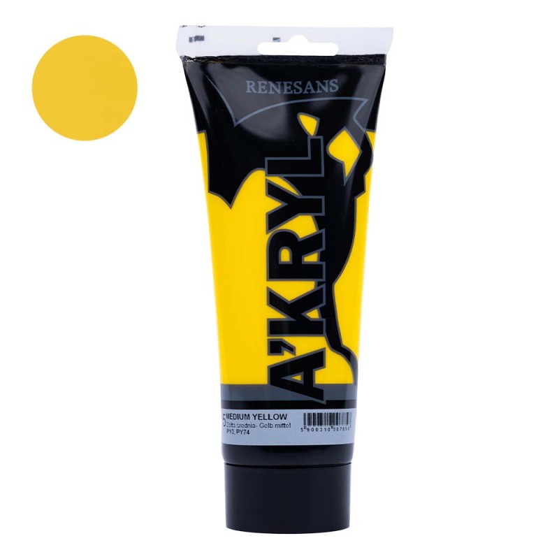 Farba akrylowa Renesans A'kryl 200ml - 05 Żółć Średnia