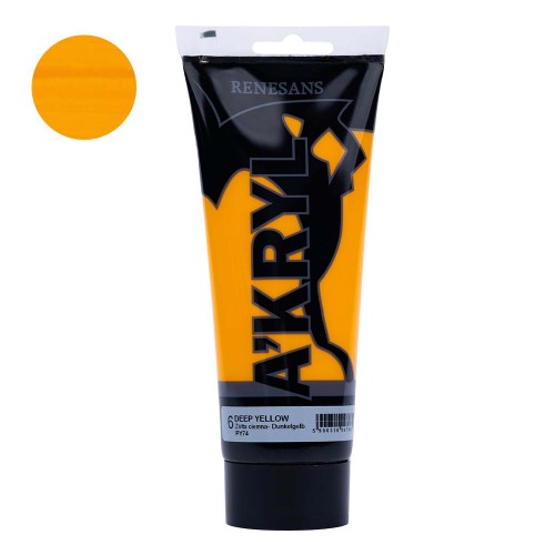Farba akrylowa Renesans A'kryl 200 ml - 06 Żółta ciemna
