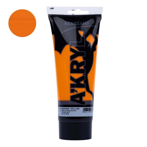 Farba akrylowa Renesans A'kryl 200 ml - 07 Żółta pomarańczowa