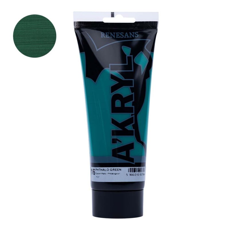 Farba akrylowa Renesans A'kryl 200 ml - 16 Zieleń Ftalo