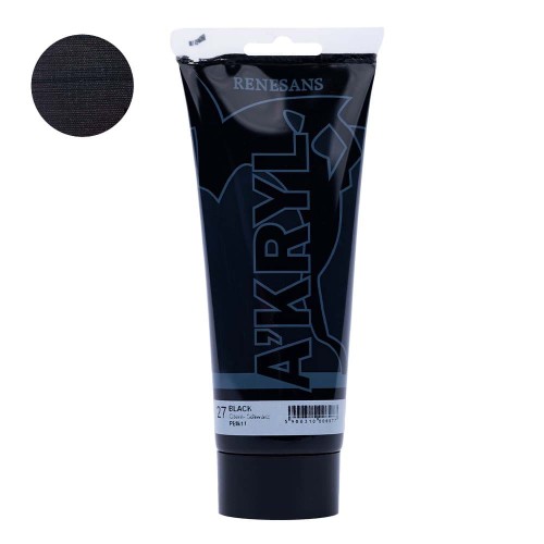 Farba akrylowa Renesans A'kryl 200 ml - 27 Czarny