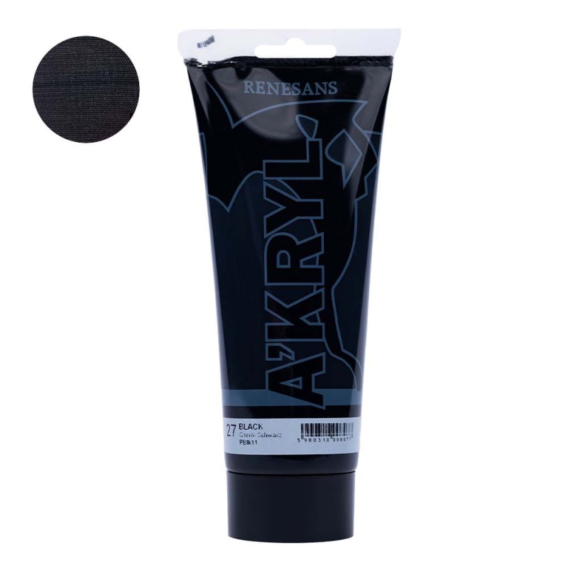 Farba akrylowa Renesans A'kryl 200 ml - 27 Czarny