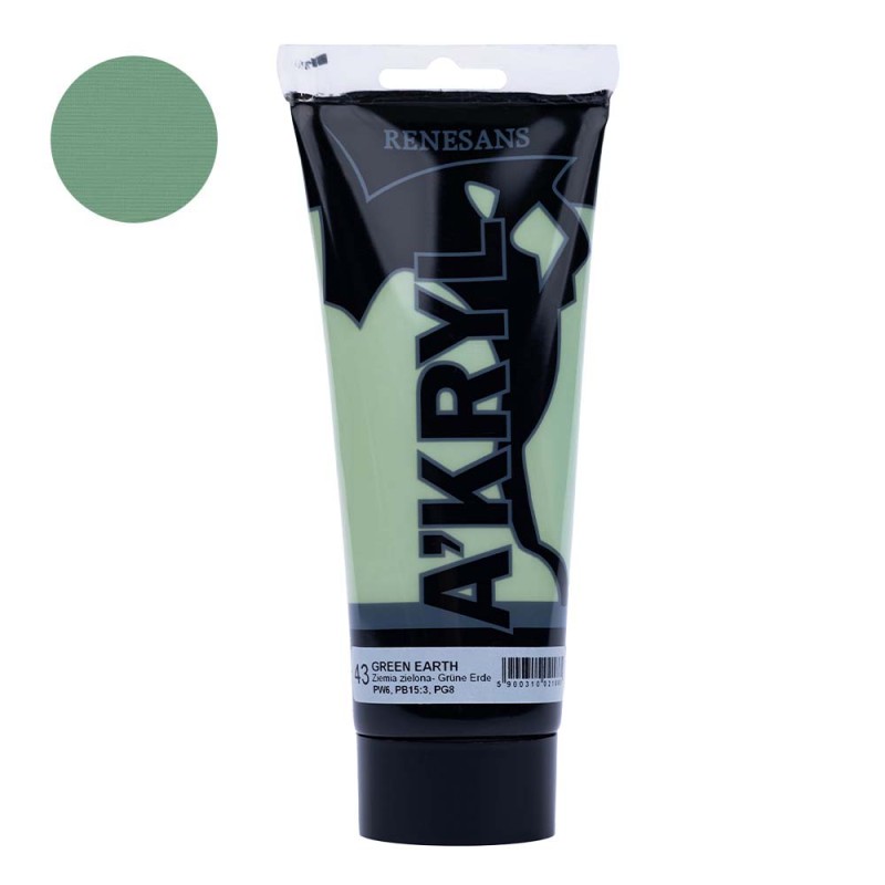 Farba akrylowa Renesans A'kryl 200 ml - 43 Ziemia Zielona