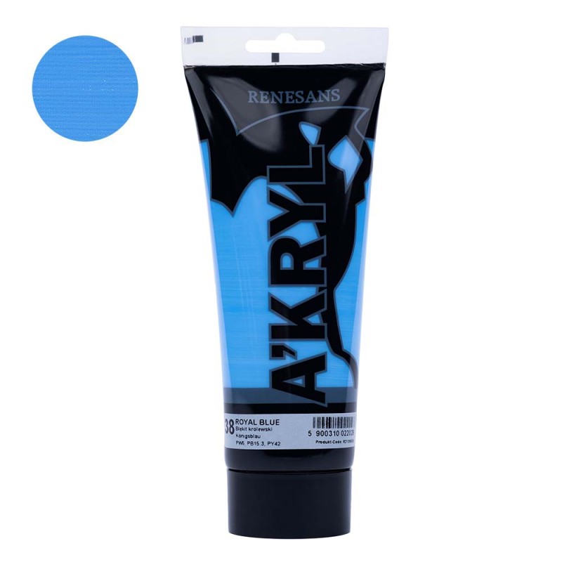Farba akrylowa Renesans A'kryl 200 ml - 38 Błękit Królewski