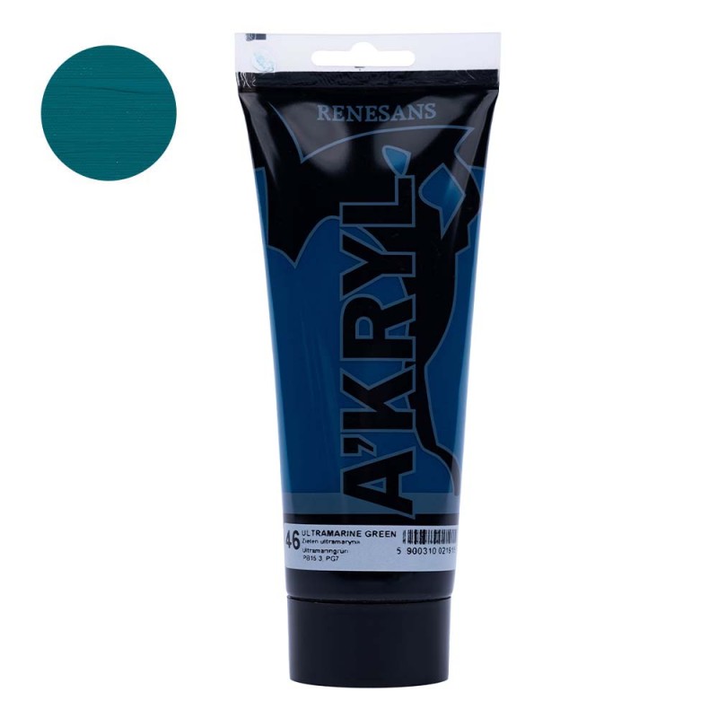Farba akrylowa Renesans A'kryl 200 ml - 46 Zieleń Ultramaryna