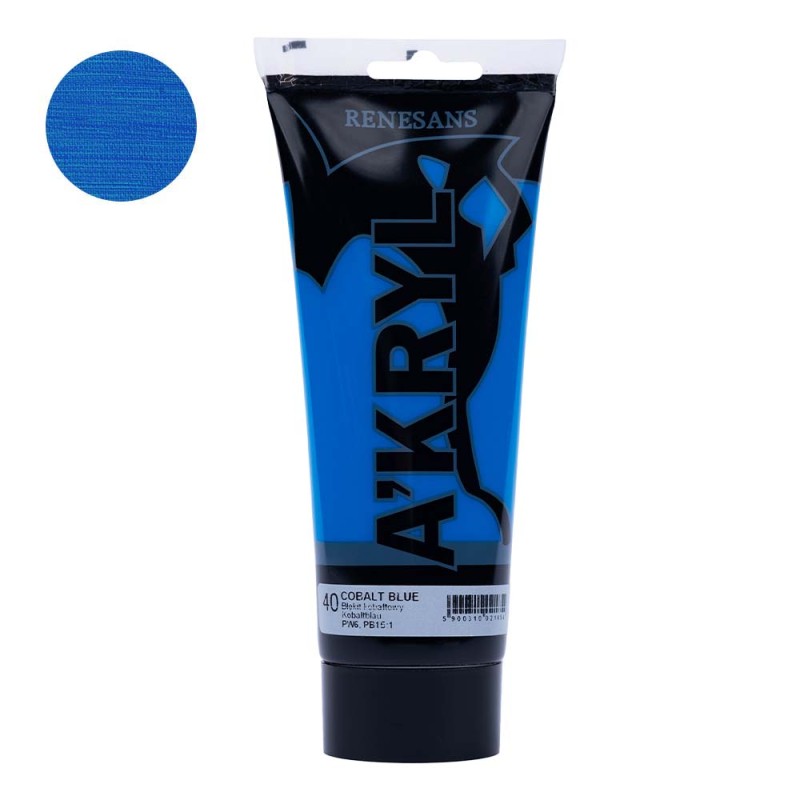 Farba akrylowa Renesans A'kryl 200 ml - 40 Błękit Kobaltowy