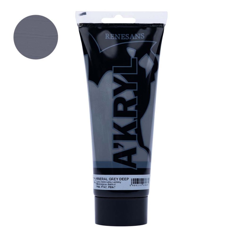 Farba akrylowa Renesans A'kryl 200 ml - 72 Szary mineralny ciemny