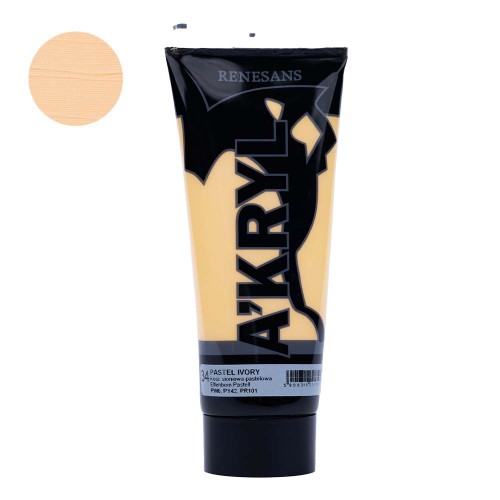 Farba akrylowa Renesans A'kryl 200 ml - 34 Kość słoniowa pastelowa