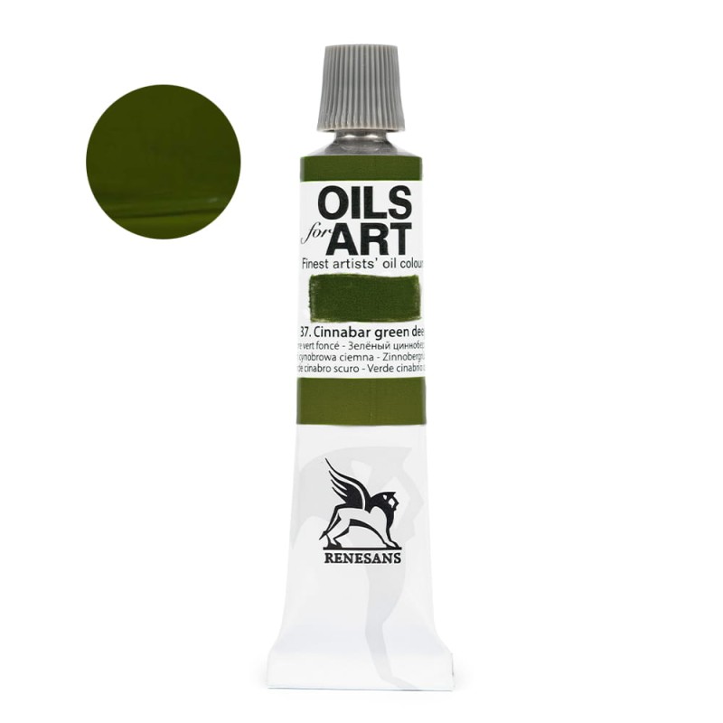 Farba olejna Renesans Olej for art 20 ml - 37 Zieleń Cynobrowa Ciemna