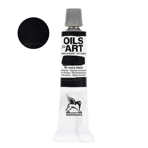 Farba olejna Renesans Oils for Art 20 ml - 49 Czerń słoniowa
