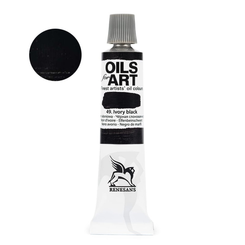 Farba olejna Renesans Oils for Art 20 ml - 49 Czerń słoniowa