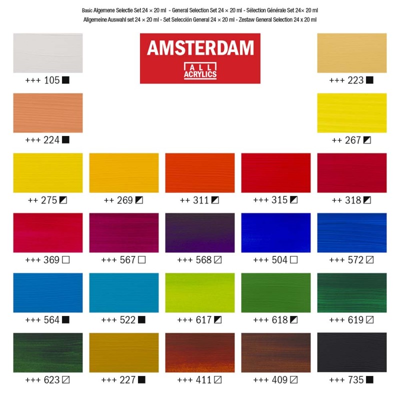 Zestaw farb akrylowych Amsterdam General Selection 24 x 20 ml