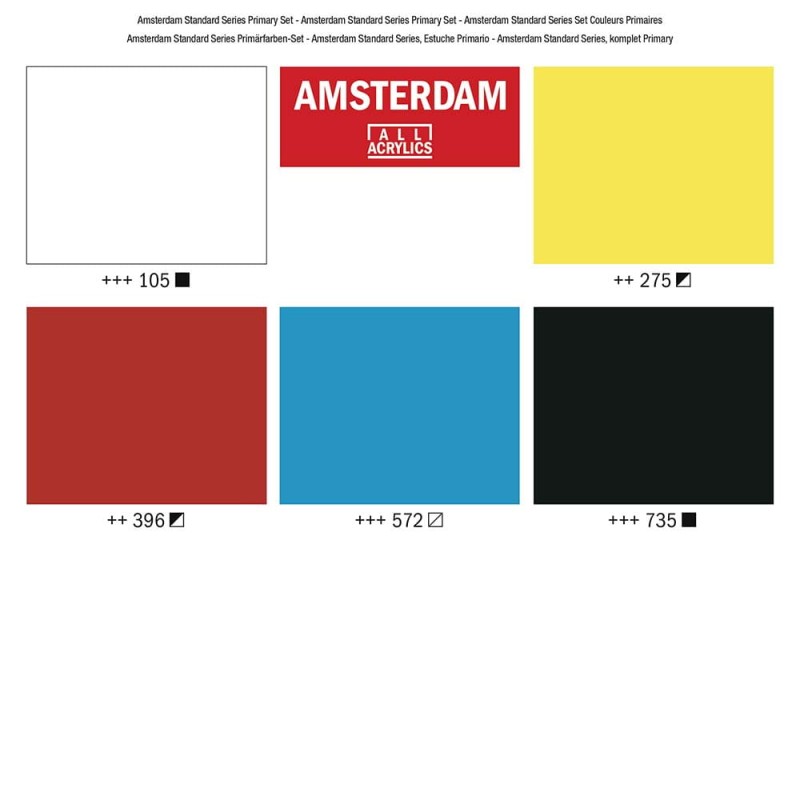 Zestaw farb akrylowych Amsterdam Primary Set 5 x 120 ml