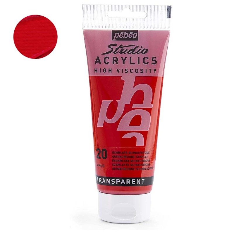 Farba akrylowa Studio Pebeo 100 ml - 20 Quinacridone Scarlet