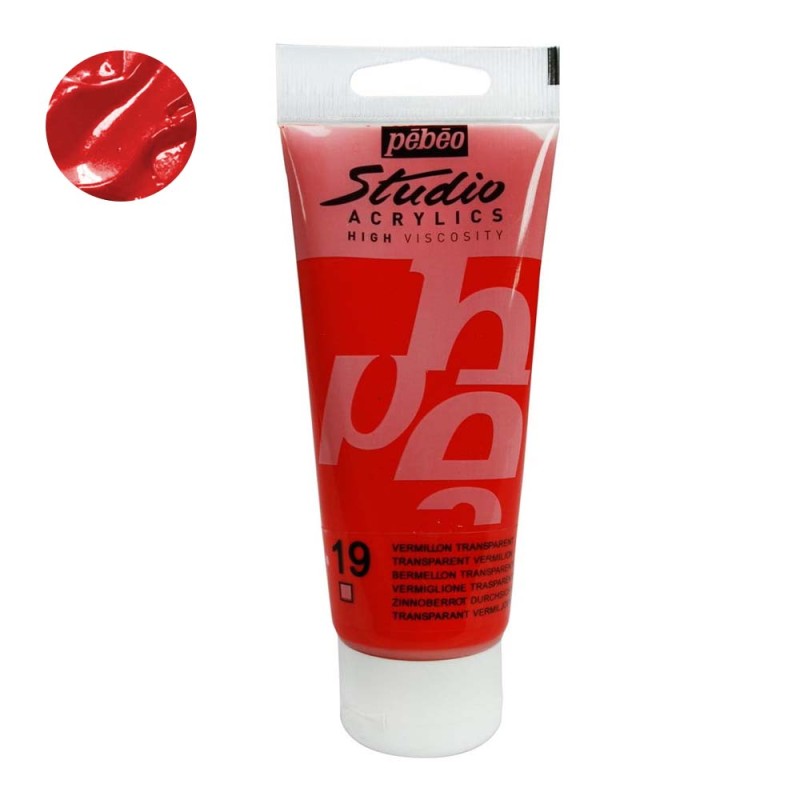Farba akryl Studio Pebeo 100 ml - 19 Transparent vermilion