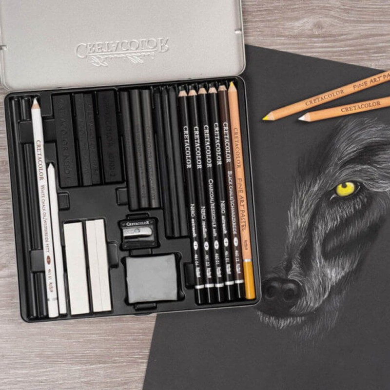 Artset Cretacolor Wolf Box Drawing Set - 24 elementy
