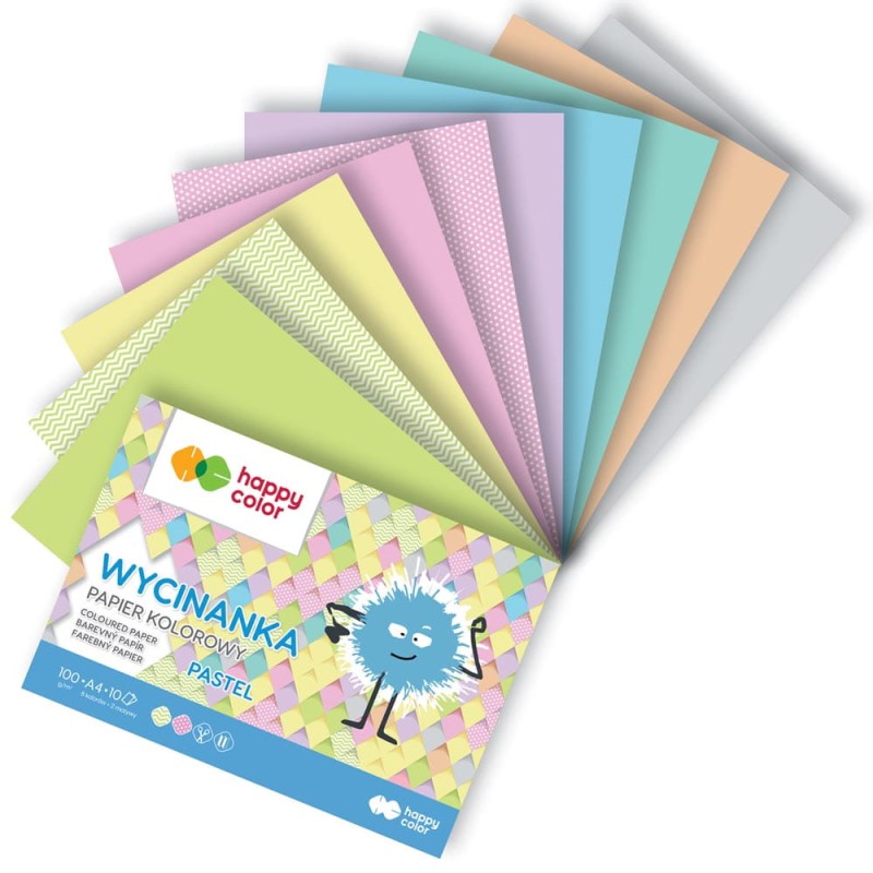 Blok wycinanka Happy Color Pastel - A4, 100 g, 10 ark.