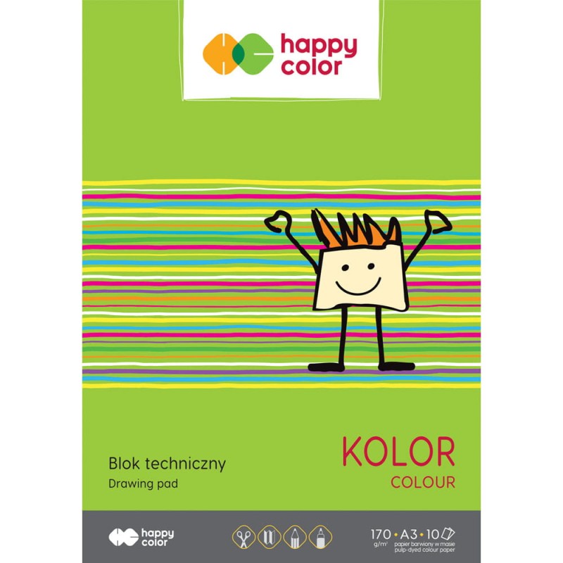 Blok techniczny kolorowy Happy Color 170g Ark.10 A3