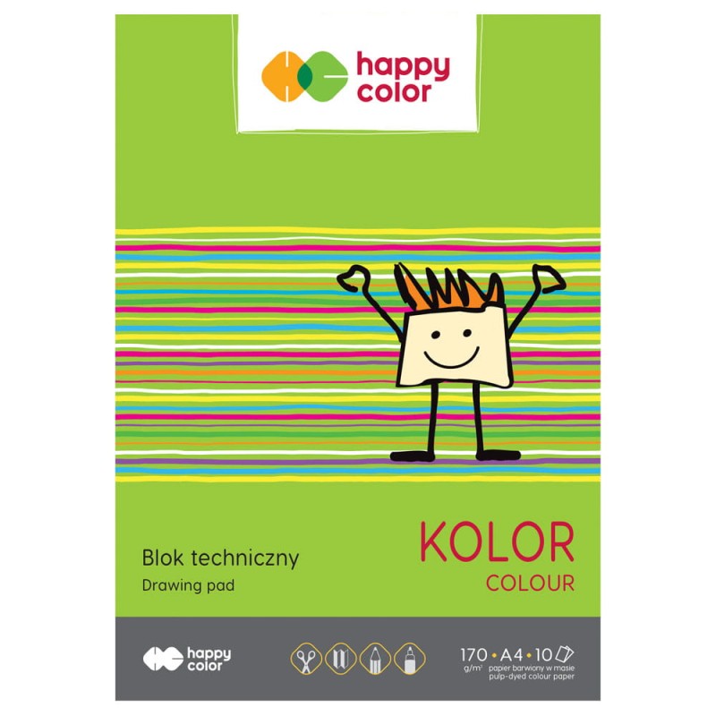 Blok techniczny kolorowy Happy Color 170g Ark.10 A4