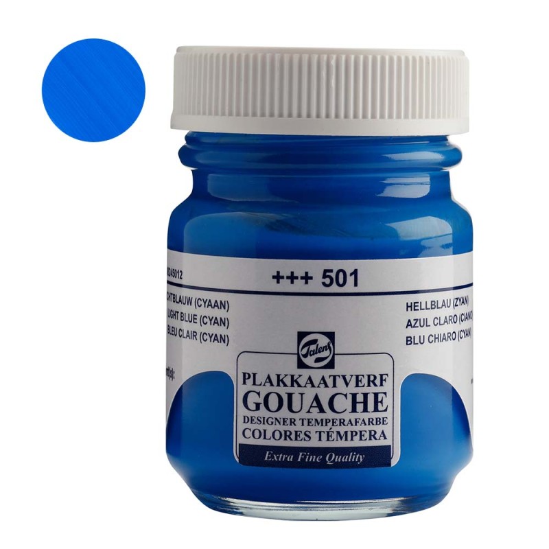 Farba Gouache Extra Fine Talens 50 ml - 501 Light blue