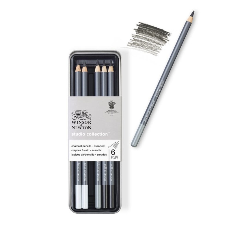 Węgiel w ołówku Winsor &amp; Newton Studio Collection - 6 szt.